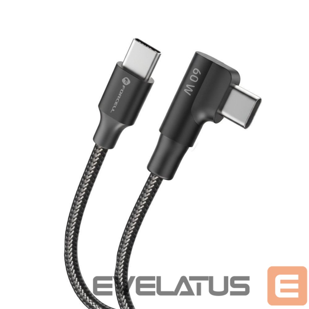 Кабель Forcell Cable USB C to USB C Forcell F-Energy QC4.0 PD 5A 100W Cafule 90° 2 m CC-1Deg black