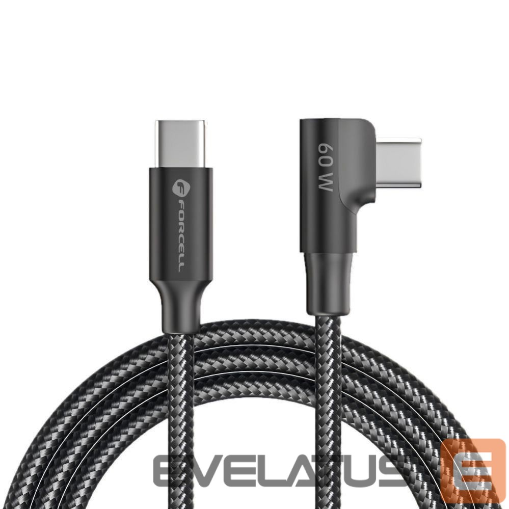 Кабель Forcell Cable USB C to USB C Forcell F-Energy QC4.0 PD 5A 100W Cafule 90° 2 m CC-1Deg black